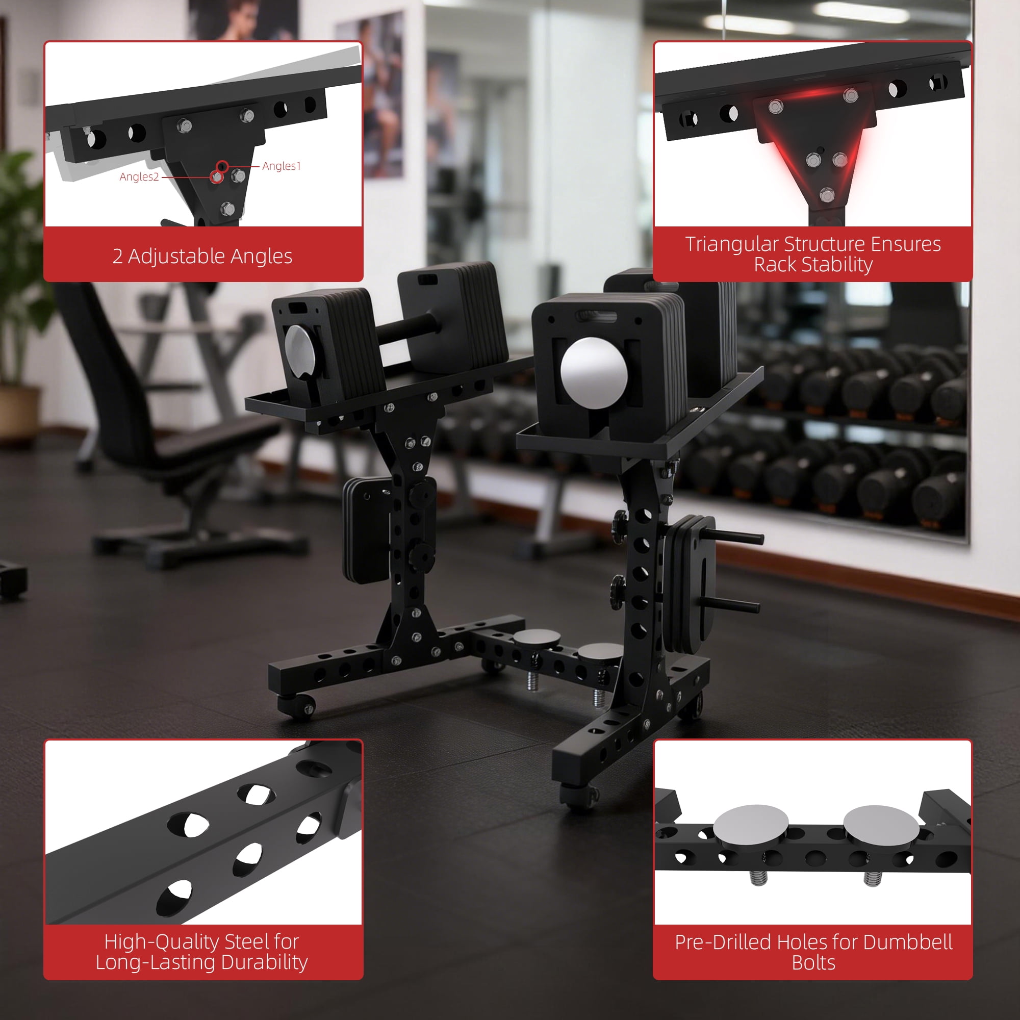 ARVIVO Adjustable Dumbbell Rack & Weight Rack up to 440 lbs Home GYM for Dumbbells with Bases Space Saving Design Small