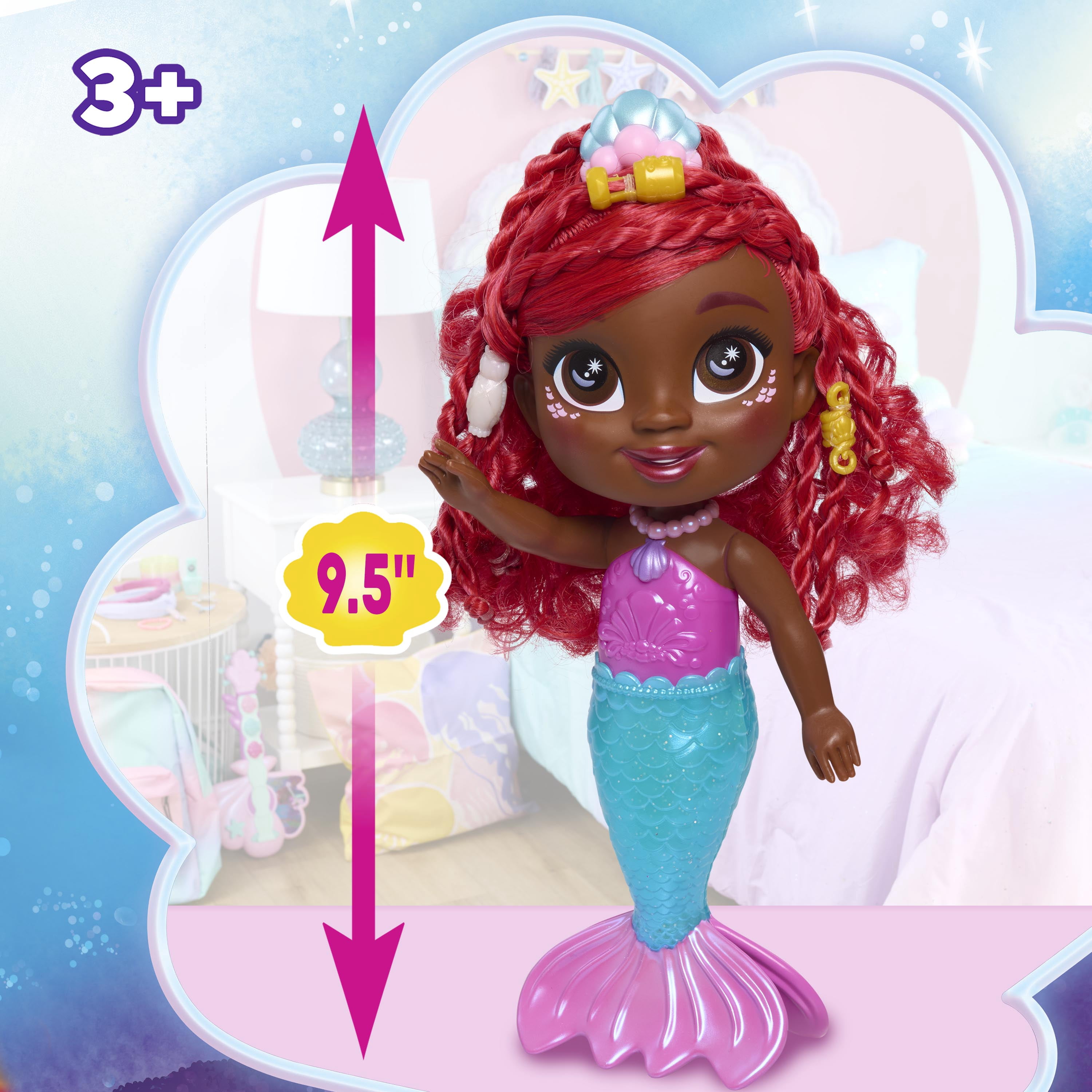 Disney Junior Atlantica Ariel Doll, 9.5 Inch Disney Toy for Kids Ages 3 and up