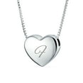 thumbnail image 1 of Personalized Plain Simple Engravable Script Alphabet Letter F Initial Monogram Heart Pendant Necklace Slide Pendant for Women for Girlfriend Polished .925 Sterling Silver Custom Engraved, 1 of 4