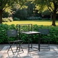 thumbnail image 4 of Ilios Innova | Set Terraza Plegable Mesa y 2 Sillas, Desayunador Metálico Textileno Resistente, Color Negro, Diseño Moderno Dos Niveles, 4 of 9