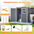 thumbnail image 5 of LZBEITEM 5x3 ft Resin Outdoor Storage Shed with Floor, Garden Plastic Tool Shed with Window and Lockable Door, Colorfast, for Garden Backyard, Gray, 5 of 12