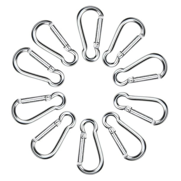 10x Mini Silver Carabiners Spring Clip Hook Keychain Key D Ring Hiking