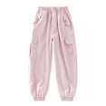 thumbnail image 4 of Cargo Pants Kids Fashion Baggy Pants Kids Stretch Elastic Waist Pink Cargo with Pockets Girls Pants Size 11-12 Years, 4 of 4