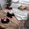 thumbnail image 3 of Merry Christmas Throw Flannel Blanket 40x50In Elk Pine and Berry Red and Black Buffalo Plaid Super Soft Cozy Bed Blanket, Lightweight Plush Fuzzy Bed Throw for Bedroom Sofa Couch Living Room, 3 of 4