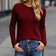 thumbnail image 2 of Fgnfyis T Shirts For Women Casual Long Sleeve Soft Basic Solid Color Top Everyday Comfort Warmth Long Sleeve Tops For Women Wine L, 2 of 6