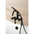 thumbnail image 2 of Kingston Brass AE8400RKX Webb 7" Center Deck-Mount Clawfoot Tub Faucet with Knurled Handle and Hand Shower, Matte Black, 2 of 6