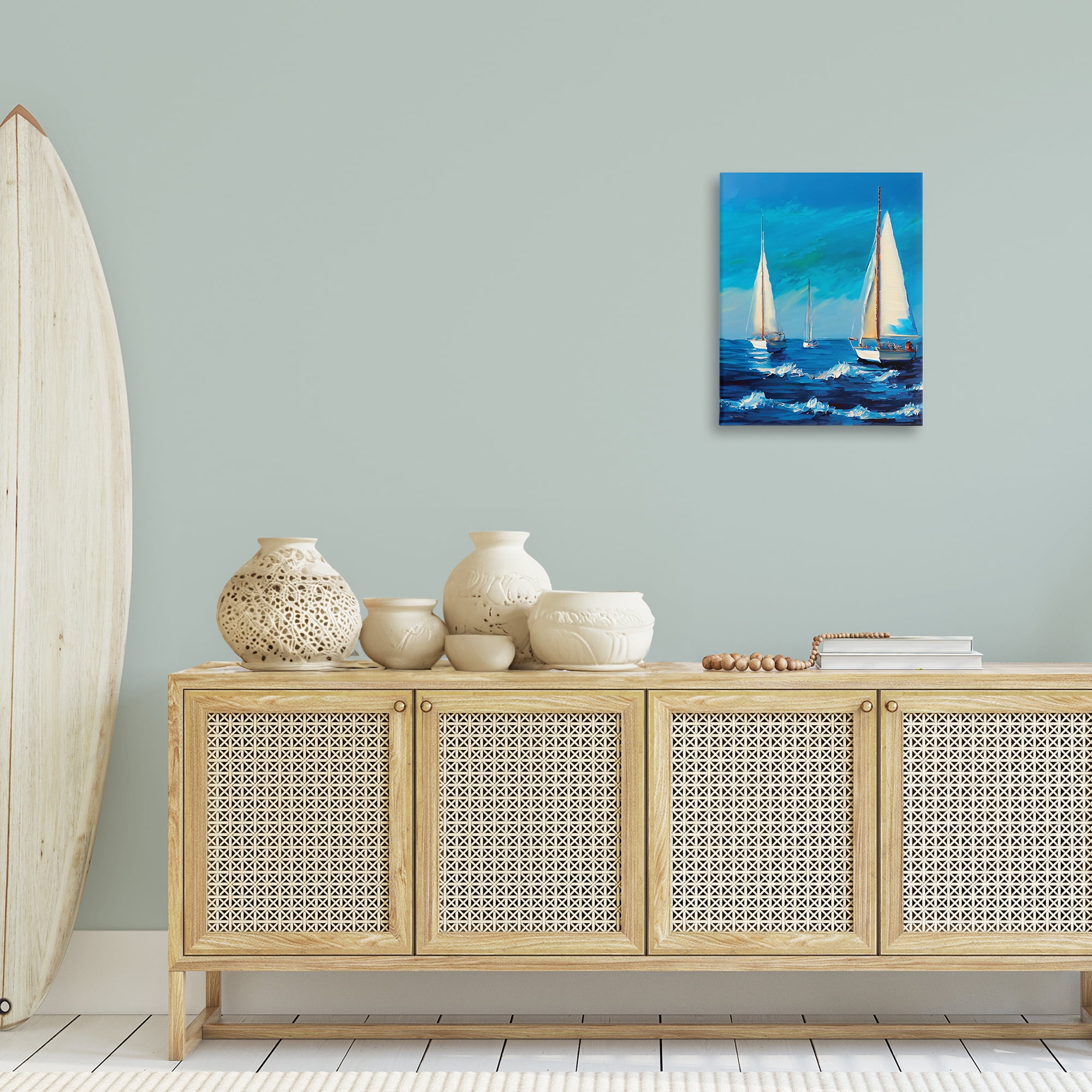 Stupell Industries Sailors on Ebbing Tide Nautical & Beach Painting Wrapped Canvas Art Print Wall Art, 16 x 20