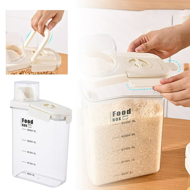 SIfdSeng Reusable Snack Container Rice Storage Container Airtight Dry Food Storage Container Kitchen Airtight Container Transparent Food Storage Box for Oats Cereals Pasta Flour