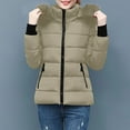 thumbnail image 4 of Maqroz Winter Jackets Women Warm Padded Parka Puffer Jacket Quilted Short Down Coat Thick Parkas Warm Zip Up Jackets with Faux Fur Hood Outerwear, Khaki L, 4 of 7