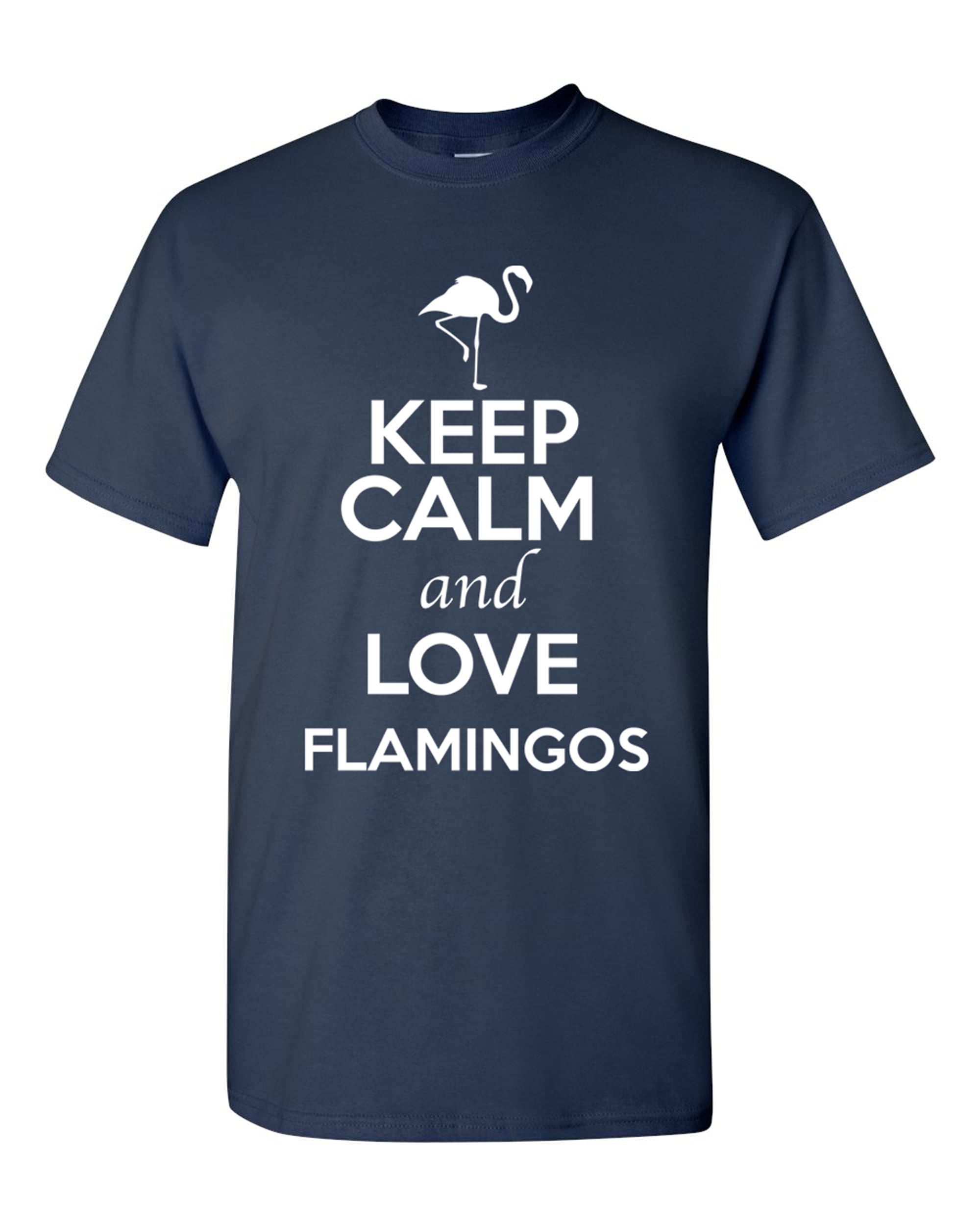 Keep Calm And Love Flamingos Birds Fish Wild Animal Lover Youth Kids T-Shirt Tee
