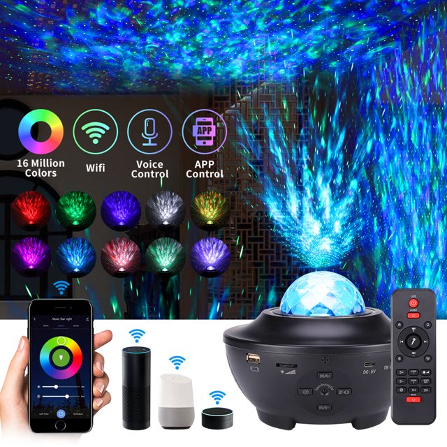 Proyector De Música Estrellada Proyector De Galaxia Proyector De Luz Nocturna Con Altavoz De Música Bluetooth Con Alexa Google Home Galaxy Light Guardurnaity HA026428-02