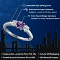 thumbnail image 2 of Gem Stone King 925 Sterling Silver Purple Amethyst and Lab Grown Diamond 3-Stone Engagement Ring for Women | 1.02 Cttw | Round 5MM | Gemstone February Birthstone (Size 7), 2 of 6