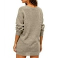 thumbnail image 4 of CharmCyan Women’s Long Sleeve V Neck Loose Fit Knitted Sweater Dress Casual Pullover Soft Ribbed Knitwear for Autumn Winter Daily Wear Khaki L, 4 of 5