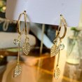 thumbnail image 3 of WILLBEST Juego De Pendientes De Hoja Para Mujer, Pendientes Colgantes De Circonita Con Forma De Hoja, Pendientes Largos De Circonita Con Borlas A La Moda Para Mujer, 3 of 5