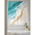 thumbnail image 3 of Sheer Curtains 72 inches Long, Beach Watercolor Teal Blue Coastal Ocean Beach Theme Light Filtering Sheer Window Curtains Rod Pocket Voile Drapes for Bedroom Living Room, 52"W x 72"L 2 Panels, 3 of 7