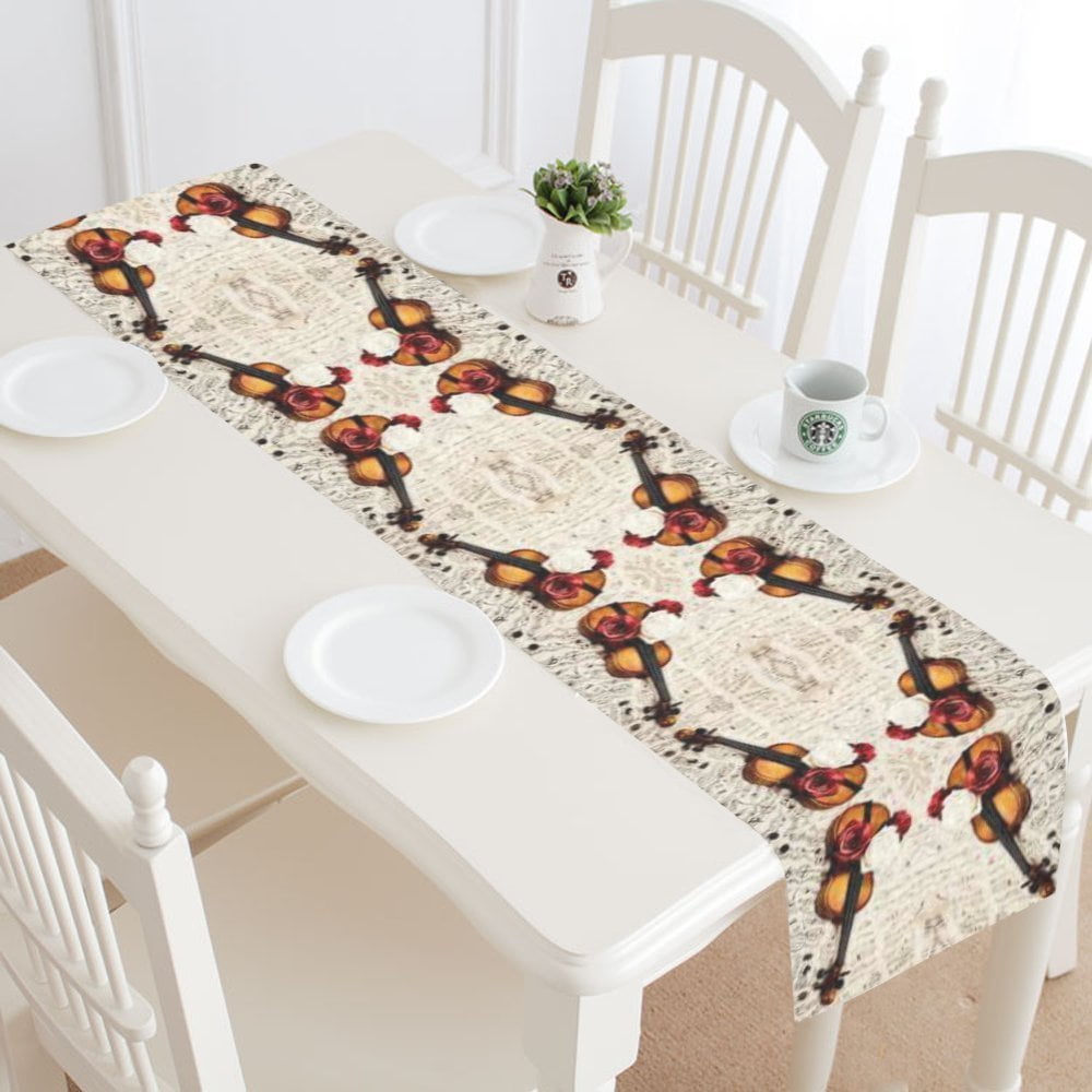 MYPOP Vintage Elegant Music Violin Table Runner Placemat 14x72 inches