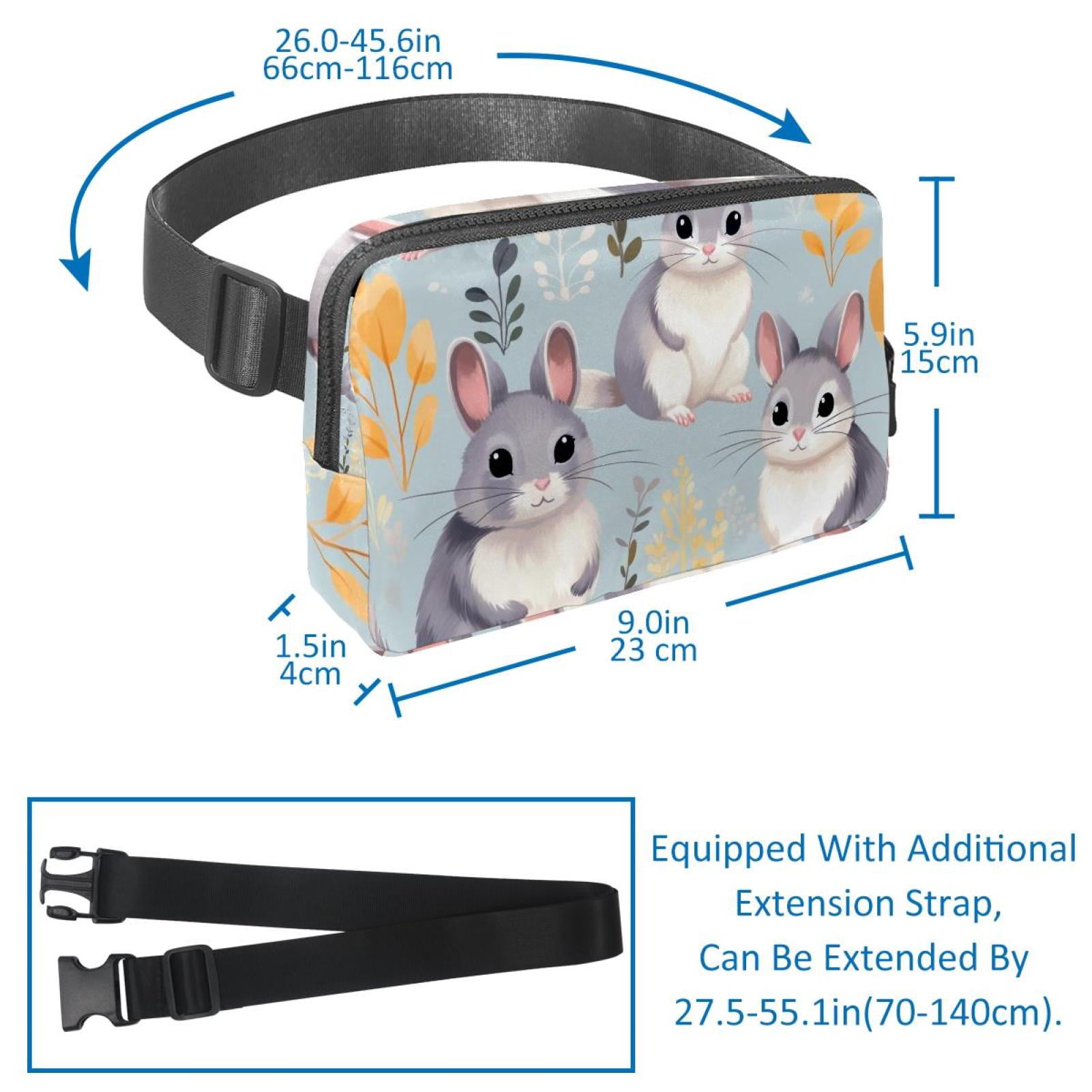 Chinchilla Adjustable Lightweight Waist Bags with Extension Strap, Unisex Running Belt Fanny Pack