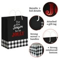 thumbnail image 4 of Plaid Christmas Gift Bags - 6 Pack - Medium Size 10" White & Black Buffalo Plaid Gift Bags With Handles & Name Tags - Assorted Xmas Gift Bags with 6 Holiday Sayings & Red Metallic Foil Details - 6 Pac, 4 of 7