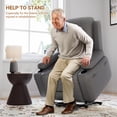 thumbnail image 2 of Power Lift Recliner Chair for Elderly, PU Leather Electric Recliner Sofa with Heat & Massage, Remote, Overstuffed Armrests, Side Pocket, for Living Room or Bedroom, MS Grey, 2 of 7