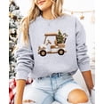 thumbnail image 3 of Ink-Printed Image NOT a Yarn Patch - Christmas Golf Cart Sweatshirt for Women Festive Sweater Gray Sweatshirt Adult Medium, 3 of 5