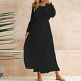 thumbnail image 2 of Lilgiuy Women?s Solid Color Slash-Neck Long Sleeve Lace Stitching Long Dress, 2 of 6