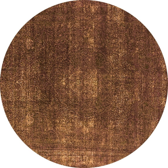 Ahgly Company Indoor Round Oriental Orange Industrial Area Rugs, 8' Round