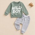 thumbnail image 3 of HCNTES Baby Boy Winter Clothes 6 12 18 24 Months 2T 3T Fall Outfits Long Sleeve Letter WILD BOY Print Sweatshirt Drawstring Pants Set, 3 of 4