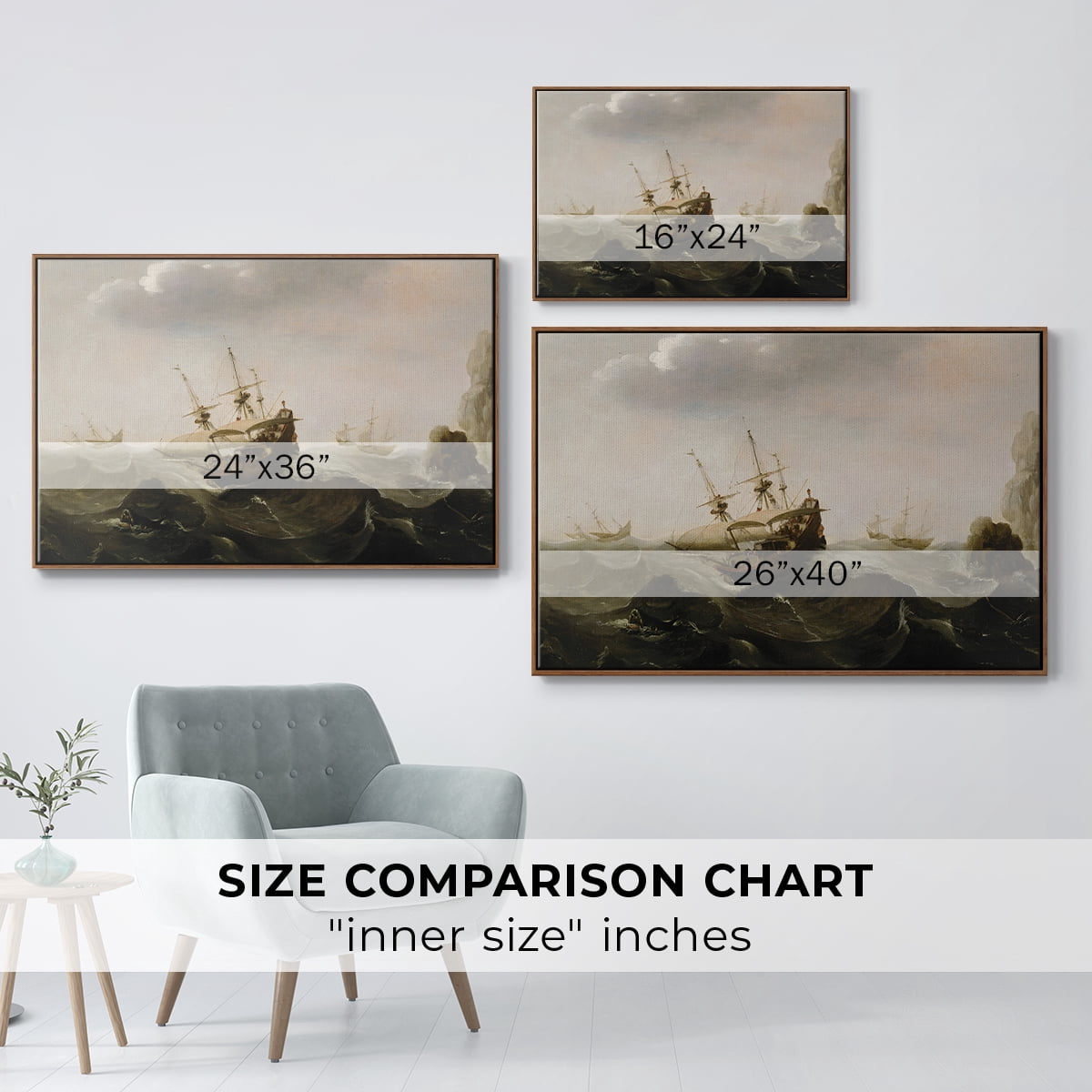 Vintage Landscape-CCLXV By Wexford Home Framed in Walnut Wood Gallery Wrapped Canvas 27 in. x 41 in.