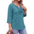 thumbnail image 3 of Fantaslook 3/4 Sleeve Womens Plus Size Tops V Neck Lace Blouses Casual Tunic Shirts, 3 of 9