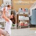 thumbnail image 6 of Gofinoday Baby Diaper Caddy Cart Organizer and Storage-3 Tier, 2+1 Dividers, 1 Drawer,Rolling Utility Cart，Bedside Nursery Essentials Holder for Newborn Baby Stuff for Bedroom,Changing Table, Crib., 6 of 7
