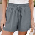 thumbnail image 2 of Pantalones cortos casuales, cintura con cordón liso, dobladillo suelto, pantalones cortos de verano simples y elegantes para ejercicio en casa, 2 of 6