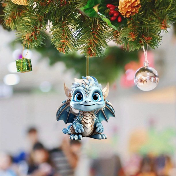 Decoraciones navideñas de dragón de dibujos animados acrílico exquisito realista para niños adultos