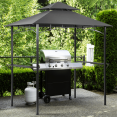 thumbnail image 3 of Grezjxc Grill Gazebo 8 x 5 Double Tiered Outdoor BBQ Grill Patio Canopy, Backyard Barbeque Tent with Extra Shelves, Gray, 3 of 8