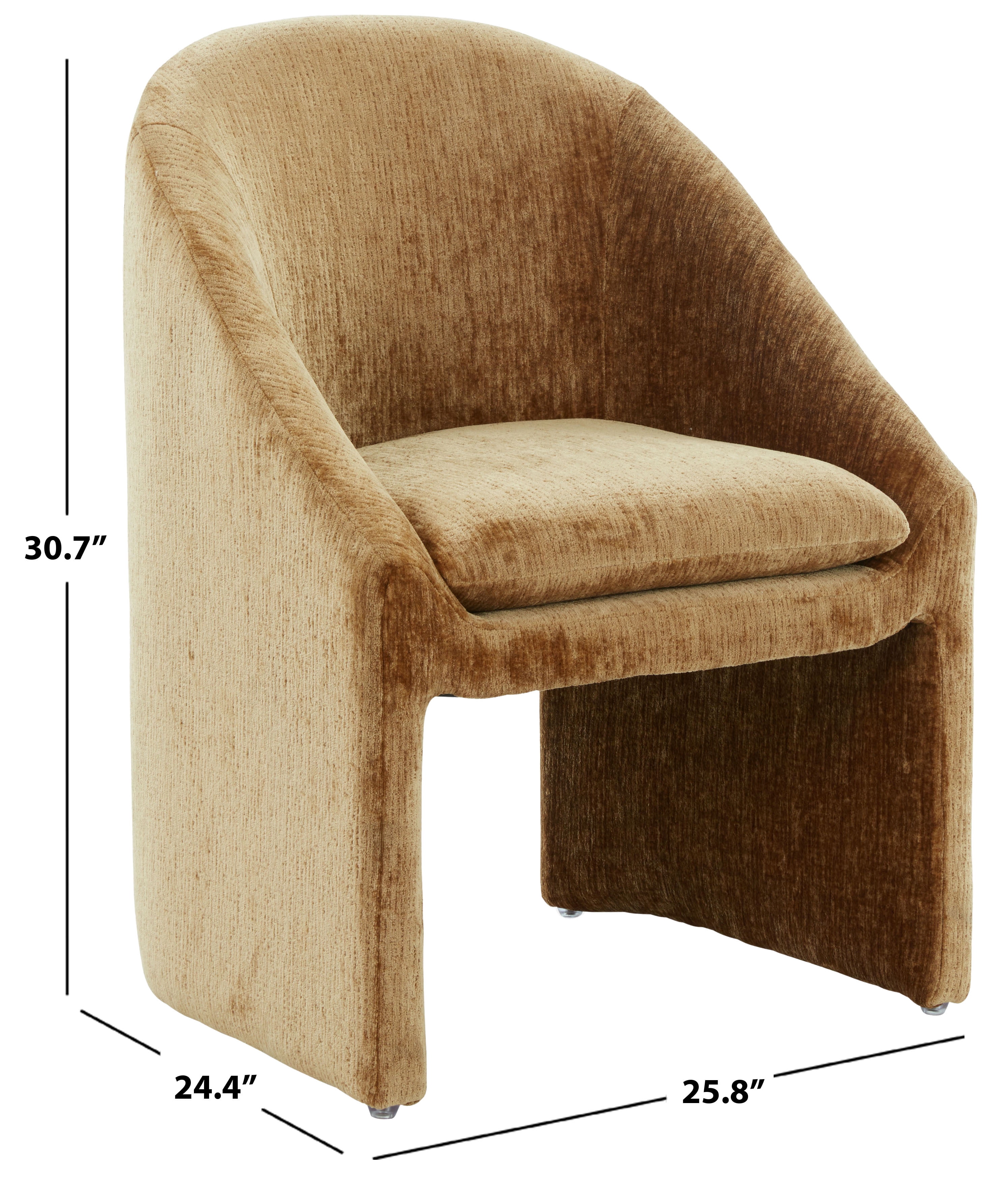 Safavieh Couture Kagan Chenille Contemporary Wood and Fabric Dining Side Chair, Amber