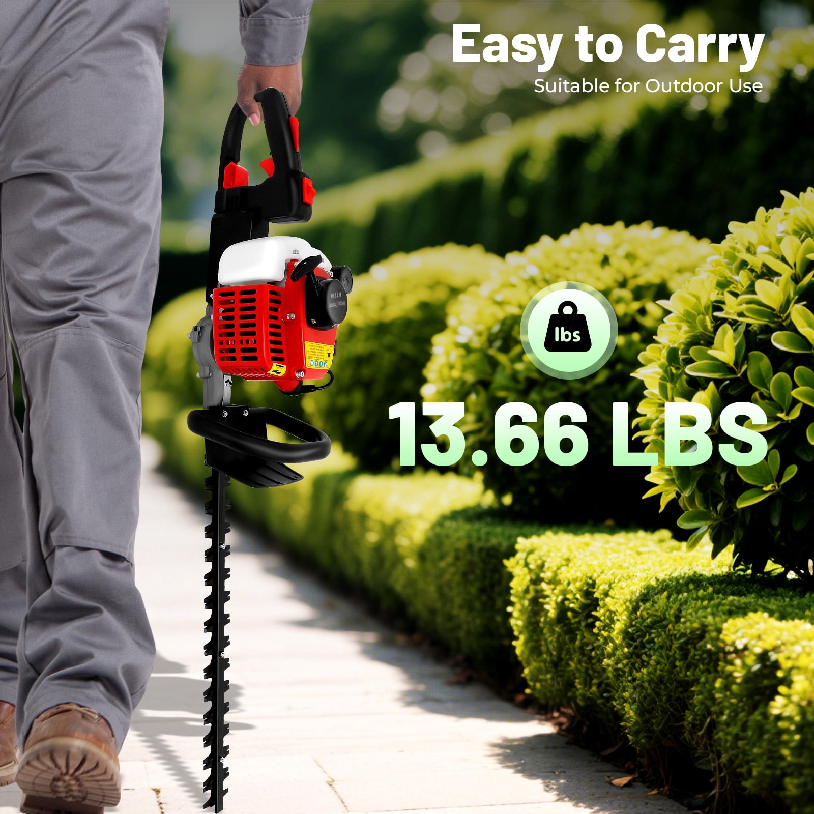 Petrol Hedge Trimmer Lightweight Engine Garden Brush Cutter 22.5cc 9000r/min
