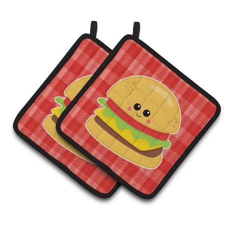 

Caroline s Treasures Hamburger Face Pair of Pot Holders