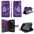 thumbnail image 1 of White Butterfly Purple Wallet Folio Case for Samsung Galaxy J7 2016 Fashion Flip PU Leather Cover Card Cash Slots & Stand, 1 of 2