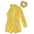 thumbnail image 4 of inhzoy Kids Girls Shiny Sequins Dance Leotard Single Long Sleeve Gymnastic Athletic Biketard Unitard Jumpsuit Gold-A 6, 4 of 6