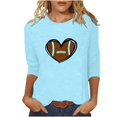 thumbnail image 2 of DDAPJ pyju Football Mom T-shirts for Women 3/4 Sleeve Cute Heart Print Graphic Tees Loose Fit Mid-length Casual Round Neck Tee Tops Mother's Day Gift T-shirt Light Blue XXL, 2 of 4