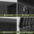 thumbnail image 5 of Joxxoaa 150 Gallon Outdoor Storage Box Waterproof Outside Resin Deck Box, Lockable Storage Bin for Patio Furniture,Garden Tools,Cushions,Pool Accessories(Black), 5 of 5