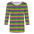 thumbnail image 5 of Penkiiy Blouse Carnaval pour Femmes Mardi Gras Mode Imprimée Décontractée Col Rond Manches 3/4 T-shirt Blouse 3TG Multicolore, 5 of 5