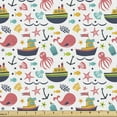 thumbnail image 1 of Octopus Upholstery Fabric by the Yard, Summer Style Pattern with Steamboat Octopus Anchor Sea Starfish Seashells, Decorative Fabric for DIY and Home Accents, 5 Yards, Multicolor by Ambesonne, 1 of 4