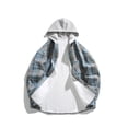 thumbnail image 5 of Brnmxoke Mens Flannel with Hoodie Flannel Hoodie Shirts Long Sleeve Casual Vintage Button Down Plaid Shirt Jacket with Pocket Blue,XXXXL, 5 of 5