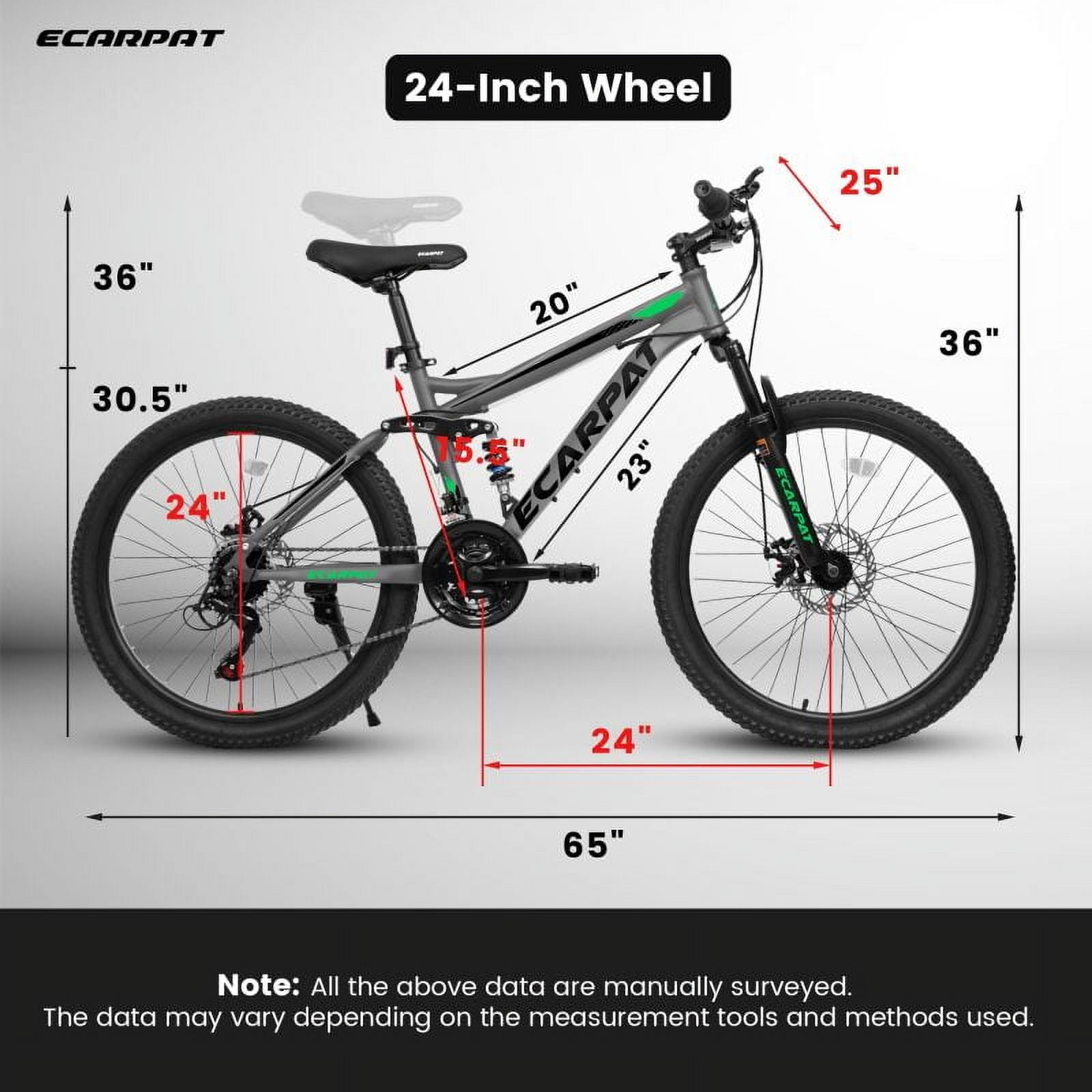 24 Inch Mountain Bike Full Suspension 21-Speed Grip Shifters High Carbon Steel Frame Mechanical Disc Brakes Unisex for Adults
