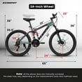 thumbnail image 6 of 24 Inch Mountain Bike Full Suspension 21-Speed Grip Shifters High Carbon Steel Frame Mechanical Disc Brakes Unisex for Adults, 6 of 7