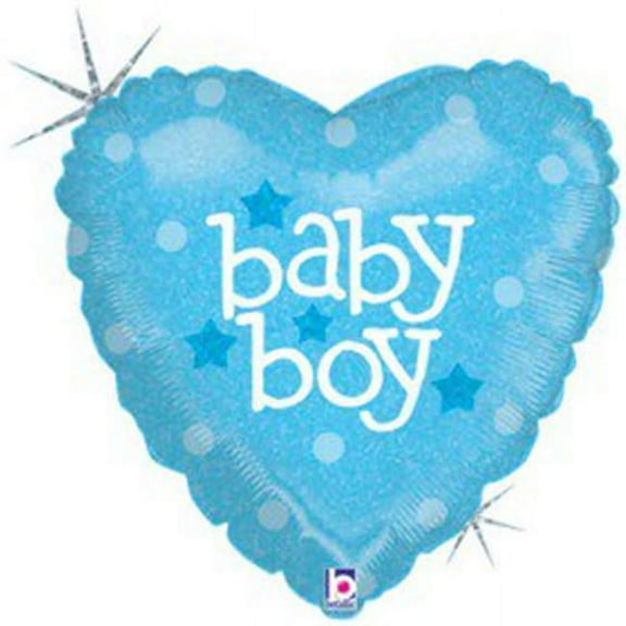 18 inch Baby Boy Heart Betallic Foil Mylar Balloon - Party Supplies Decorations
