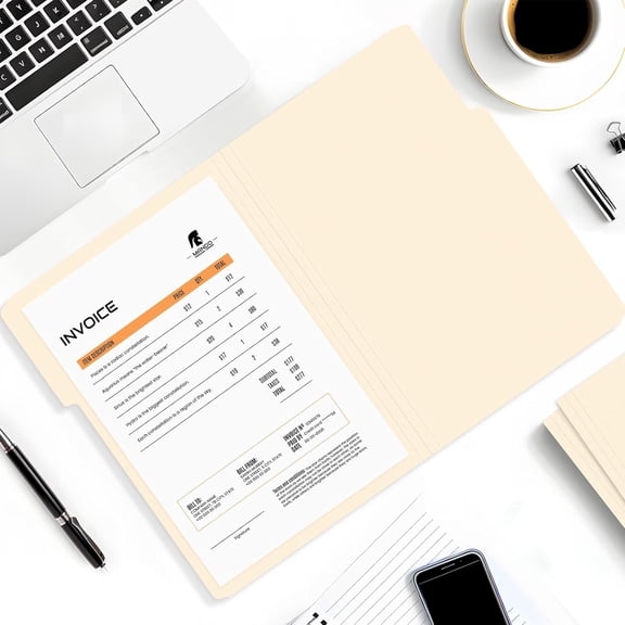 Manilla Folders Legal Size (14 x 8.5 inches), 100 Per Box,  Paper File Folders with 1/3 Cut Tab for Office, Legal Documents, Filing, and Organizing