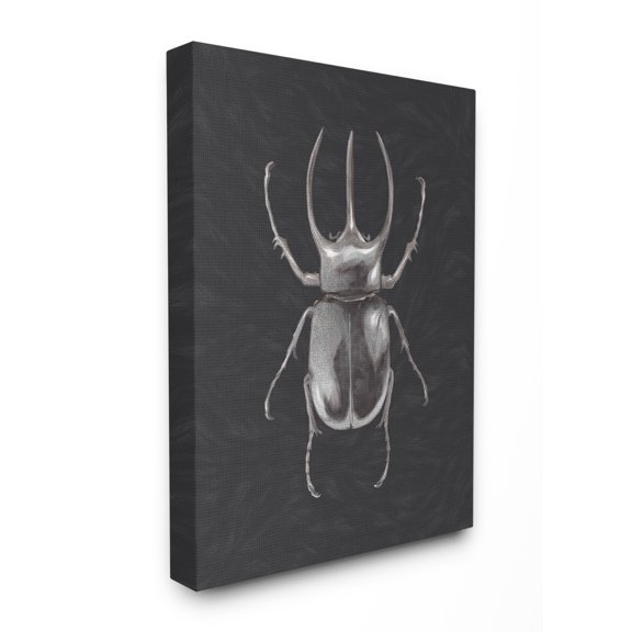 Stupell Home Décor Beetle Neutral Gray Purple Painting Canvas Wall Art by Ziwei Li