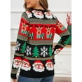 thumbnail image 4 of Franhais Women's Funny Christmas Sweater Cartoon Elk/Lantern String Print Loose Knitwear Long Sleeve Round Neck Sweater, 4 of 5