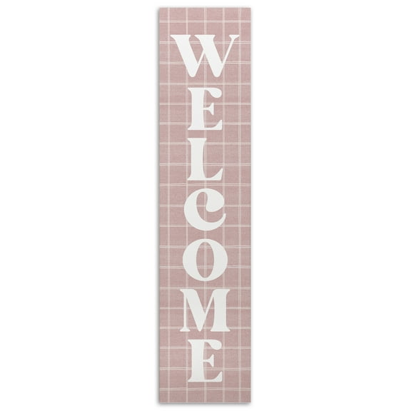 Pink Welcome 11x47 Rectangle MDF Porch Leaner